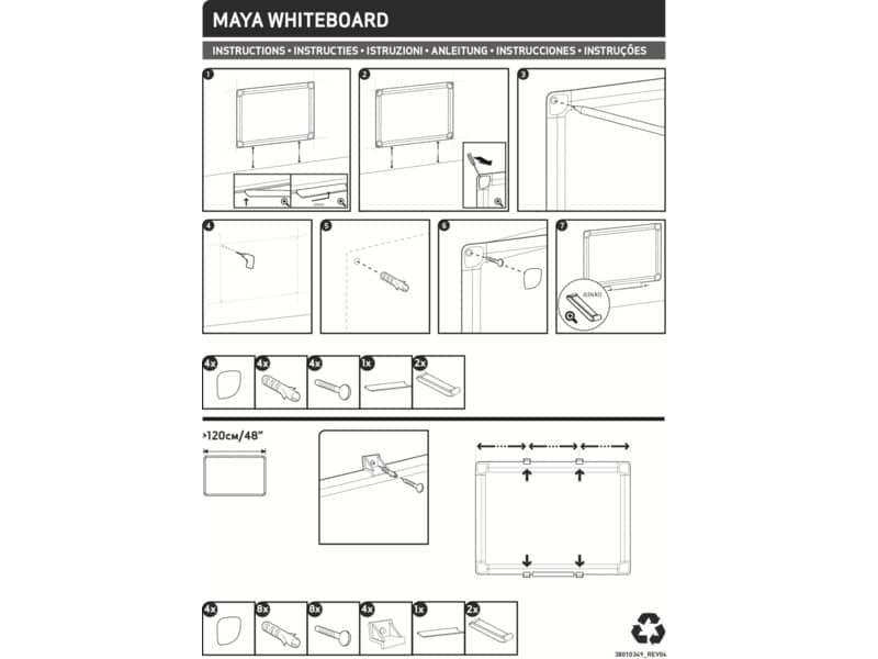 Pannelli Bi-office Maya combinata sughero/acciaio 90x60 cm. bianco XA0303170