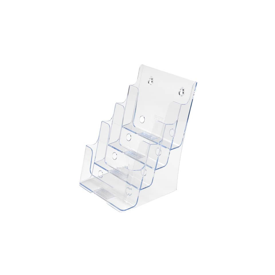 Portastampati da banco deflecto® A5 in polistirene a 4 livelli trasparente 77901