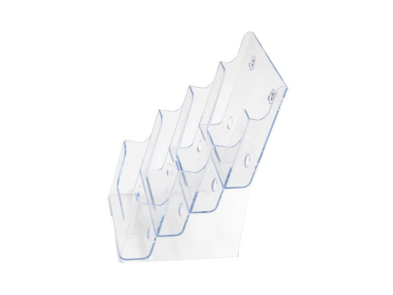 Portastampati da banco deflecto® A5 in polistirene a 4 livelli trasparente 77901