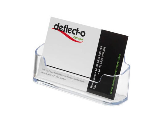 Portabiglietti da visita da tavolo deflecto® in polistirene 1 scomparto trasparente 9,6x5,5x5 cm - 70101