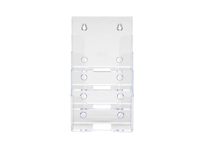 Portastampati da banco deflecto® A5 in polistirene a 4 livelli trasparente 77901