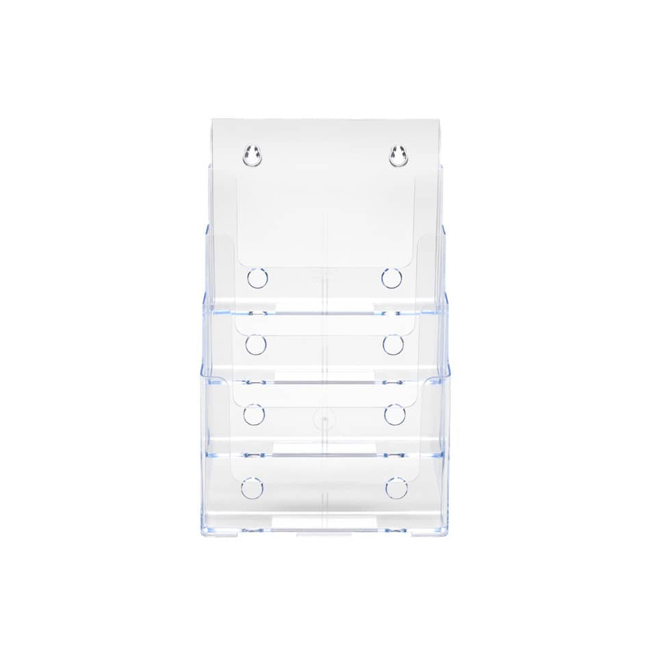 Portastampati da banco deflecto® A4 in polistirene a 4 livelli trasparente 77441