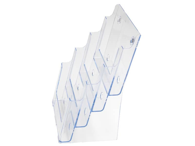 Portastampati da banco deflecto® A4 in polistirene a 4 livelli trasparente 77441
