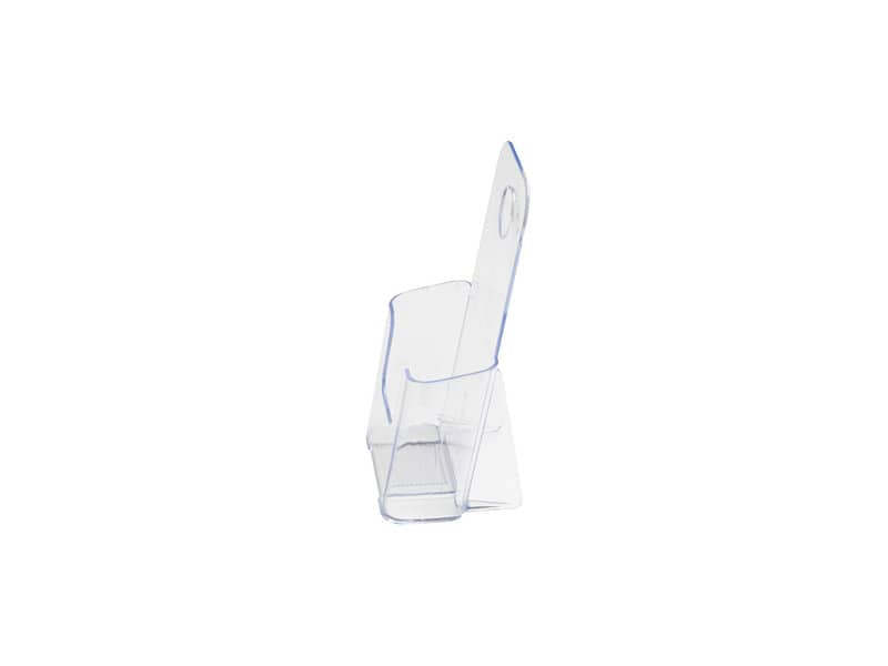 Portastampati da banco deflecto® 1/3 di A4 in polistirene con foro per ancoraggio a parete trasparente - 77501
