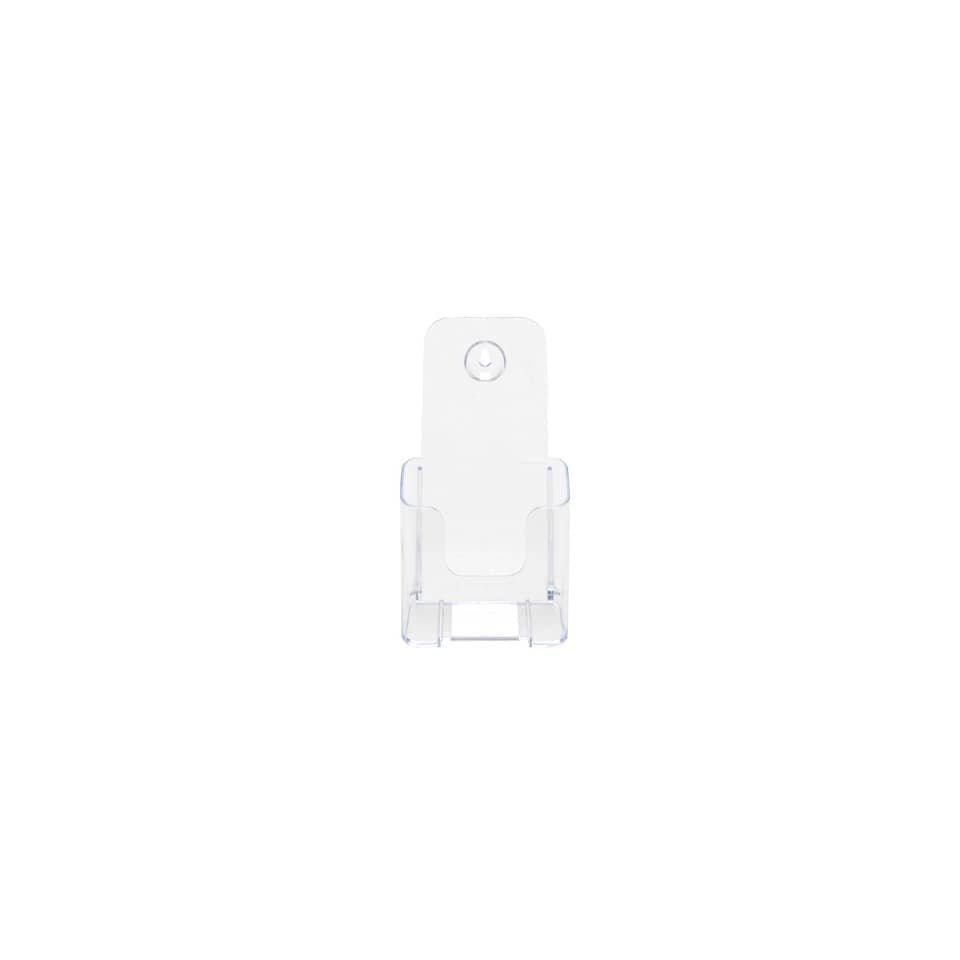 Portastampati da banco deflecto® 1/3 di A4 in polistirene con foro per ancoraggio a parete trasparente - 77501