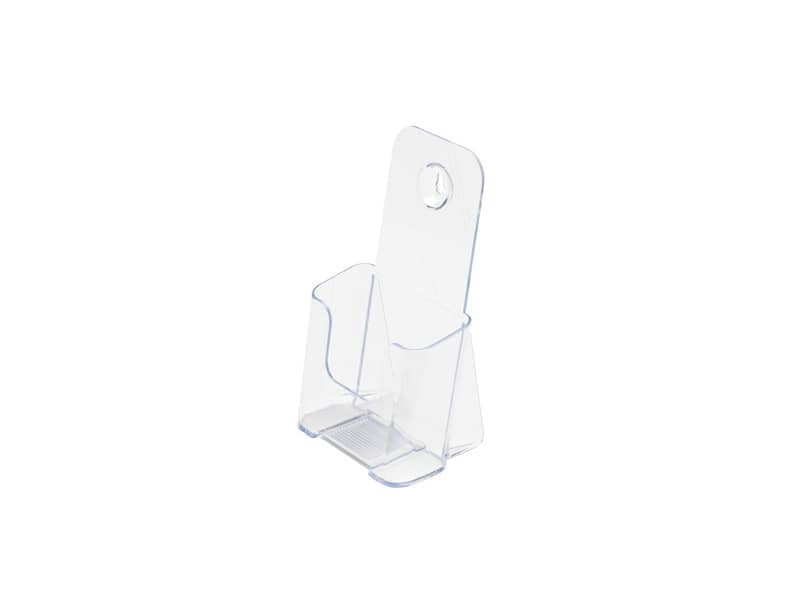 Portastampati da banco deflecto® 1/3 di A4 in polistirene con foro per ancoraggio a parete trasparente - 77501