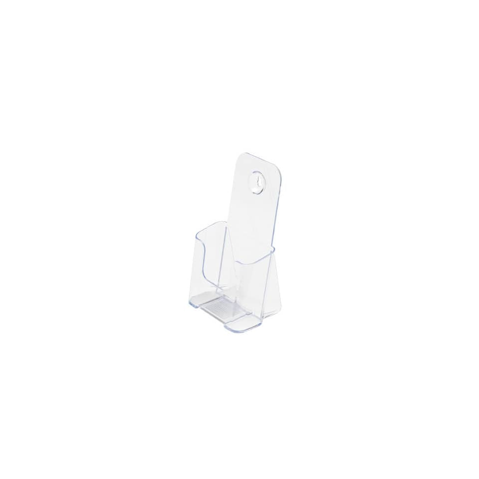 Portastampati da banco deflecto® 1/3 di A4 in polistirene con foro per ancoraggio a parete trasparente - 77501