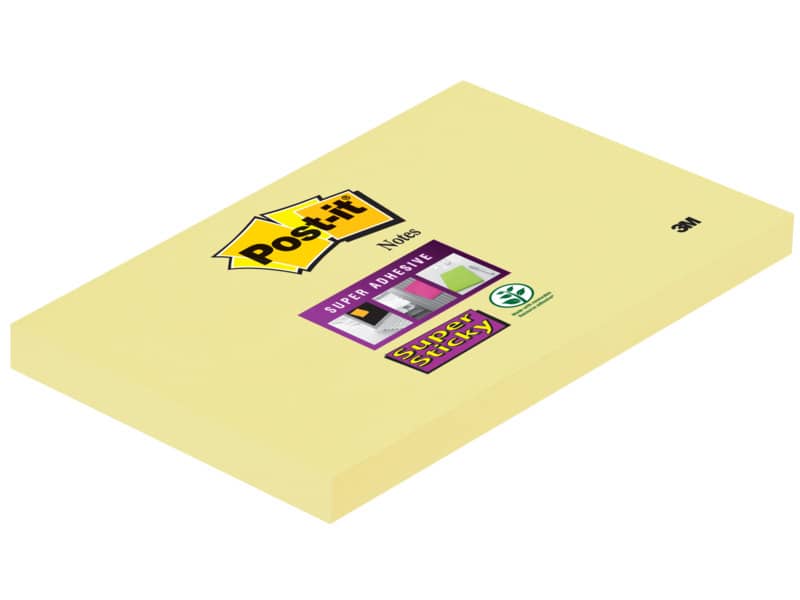 Foglietti riposizionabili Post-it® Super Sticky Notes 76x127 mm Giallo Canary™ blocchetto 90 ff - 655-12SSCY-EU