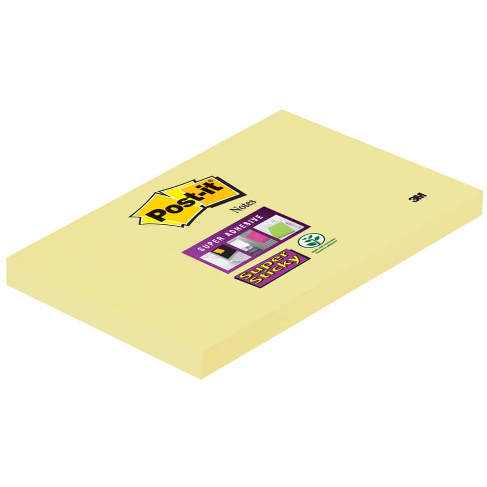 Foglietti riposizionabili Post-it® Super Sticky Notes 76x127 mm Giallo Canary™ blocchetto 90 ff - 655-12SSCY-EU