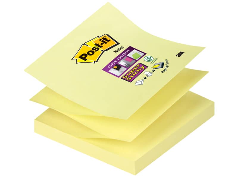 Foglietti riposiz. Post-it® Ricarica Z-Notes Super Sticky assortiti Giallo Canary™  bloc. da 90 ff - R330-12SS-CY