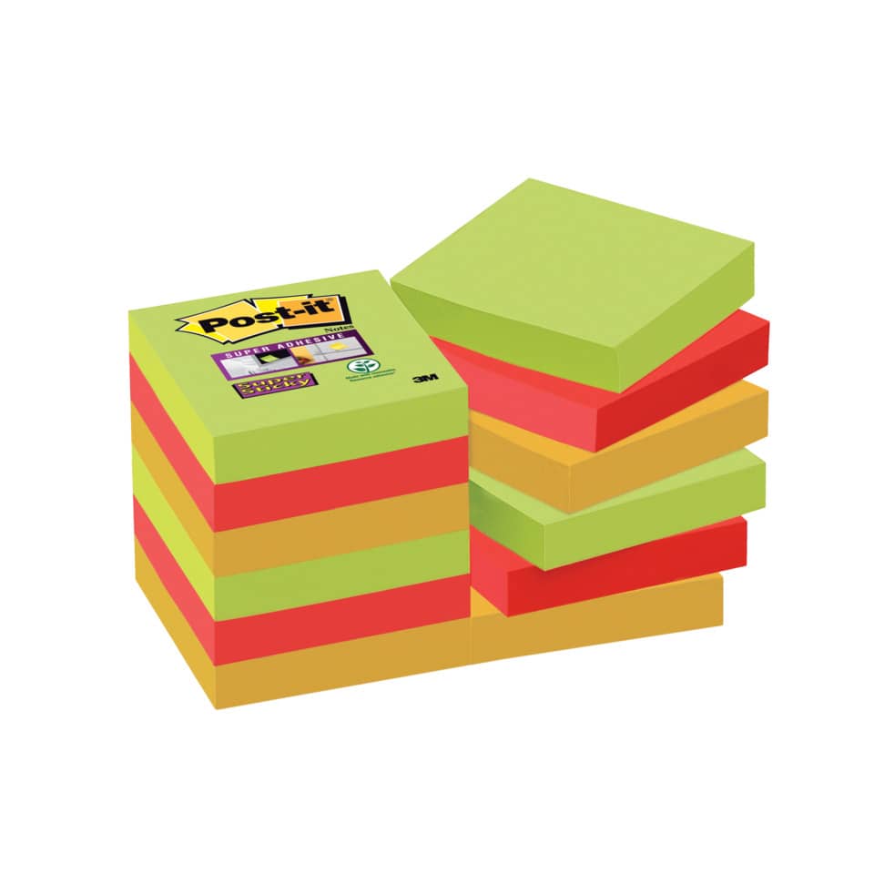 Foglietti riposizionabili Post-it® Super Sticky Marrakesh 47,6x47,6 mm assortiti conf. 12 blocc. da 90 ff - 622-12SS-MAR