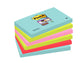 Foglietti riposizionabili Post-it® Super Sticky Miami 76x127mm assortiti conf. 6 blocch. da 90 ff - 655-6SS-MIA