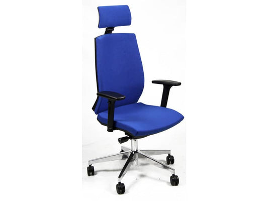 Sedia operativa girevole Unisit Larissa LR1SB con poggiatesta - rivestimento fili di luce blu - LR1SB/F11