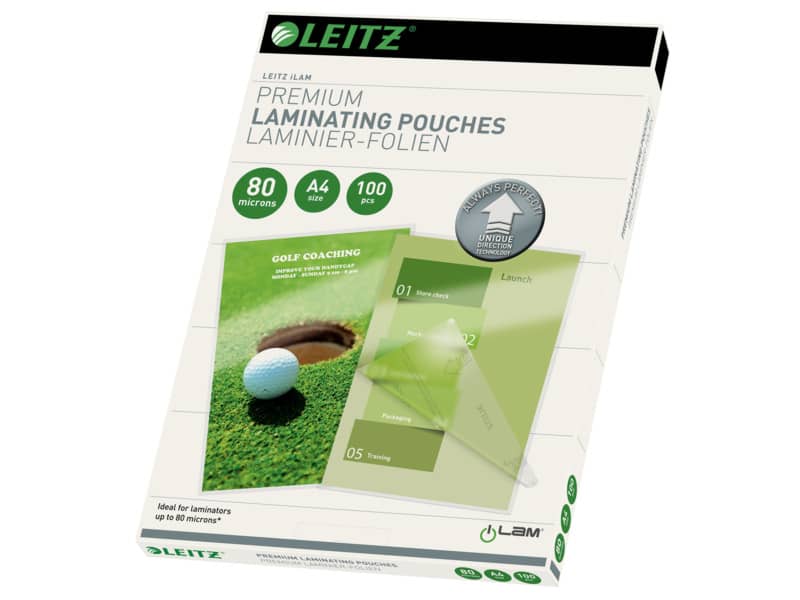Pouches per plastificatrici Leitz iLam con UDT 2x80 µm in EVA A4 21,6x30,3 cm Conf. 100 pezzi - 74780000