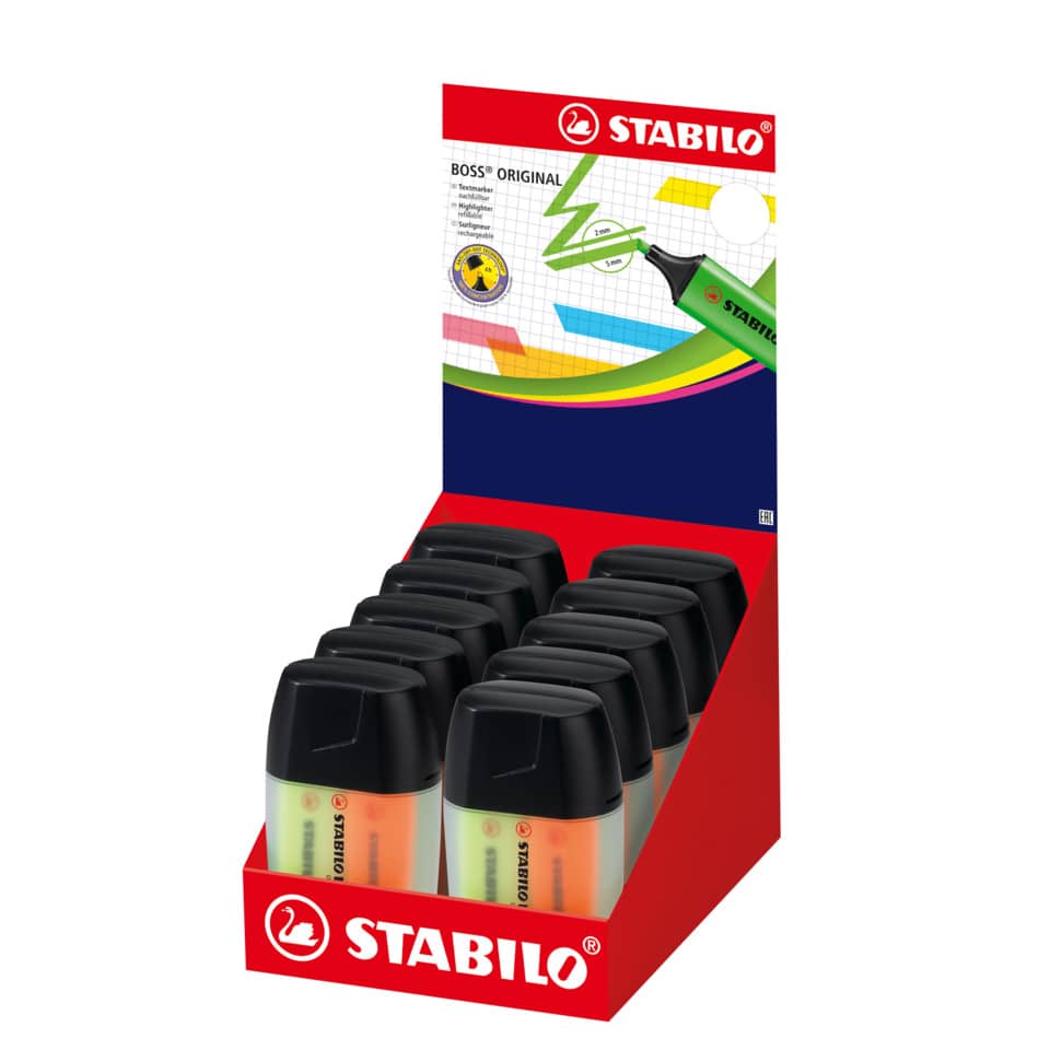 Evidenziatori Stabilo Boss Original Bicchiere  2-5 mm assortiti Contenitore in plastica da 4 - 7004-3