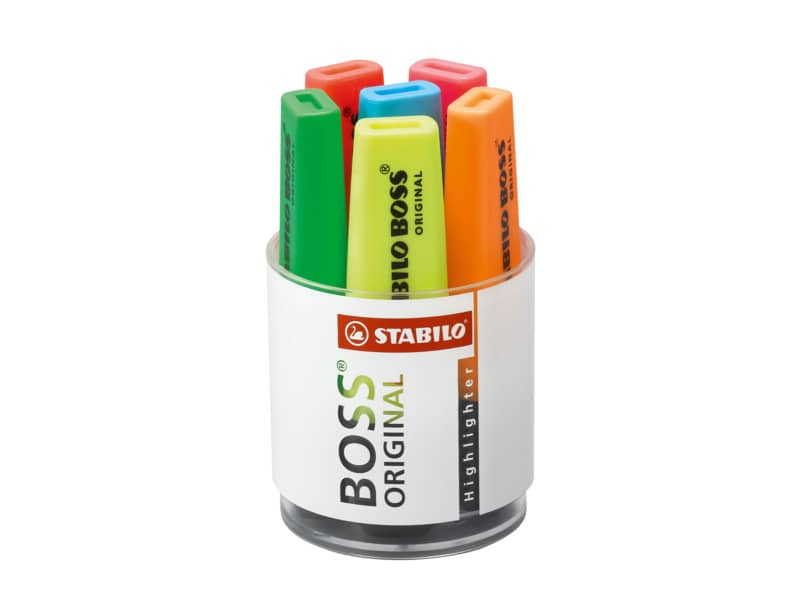 Evidenziatori Stabilo Boss Original 2-5 mm assortiti Cilindro in plastica con 6 pezzi - 7006