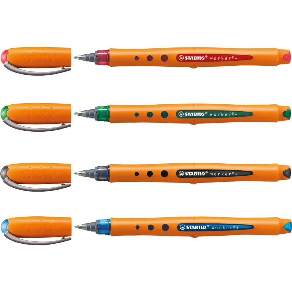 Roller Stabilo Worker 0,5 mm assortiti  confezione da 4 - 2018/4