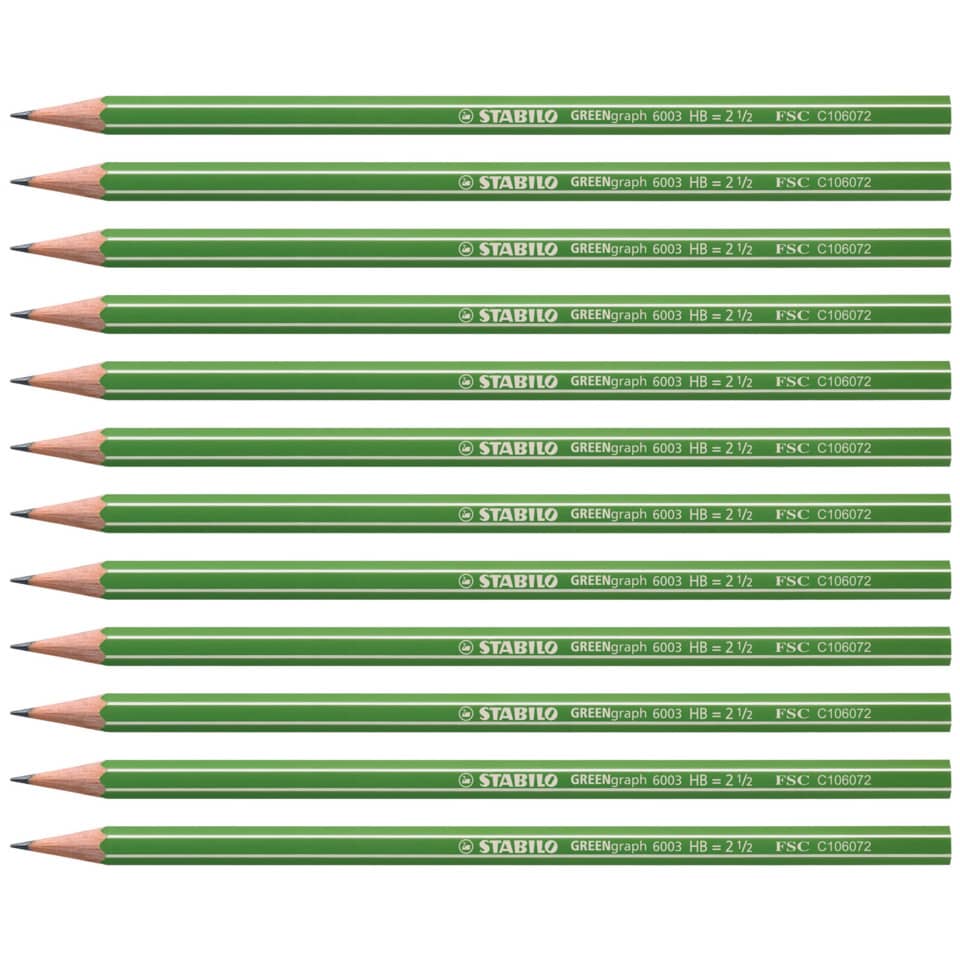 Matite senza gommino Stabilo GREENgraph HB Conf. 12 pezzi - 6003/HB