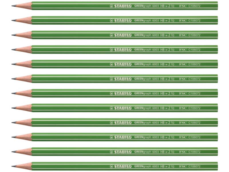 Matite senza gommino Stabilo GREENgraph HB Conf. 12 pezzi - 6003/HB