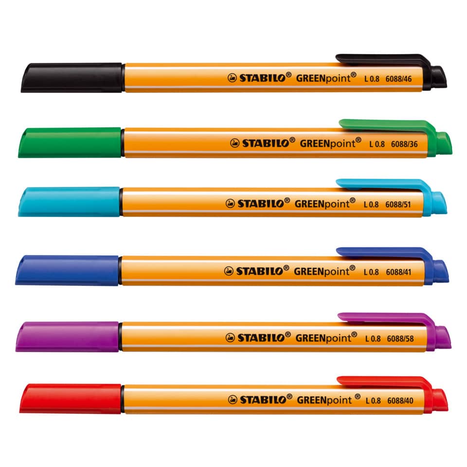 Penna con punta in fibra Stabilo GREENpoint 0,8 mm nero 6088/46