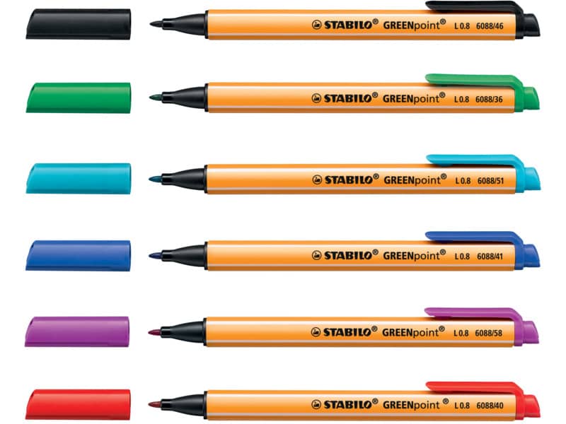 Penna con punta in fibra Stabilo GREENpoint 0,8 mm nero 6088/46
