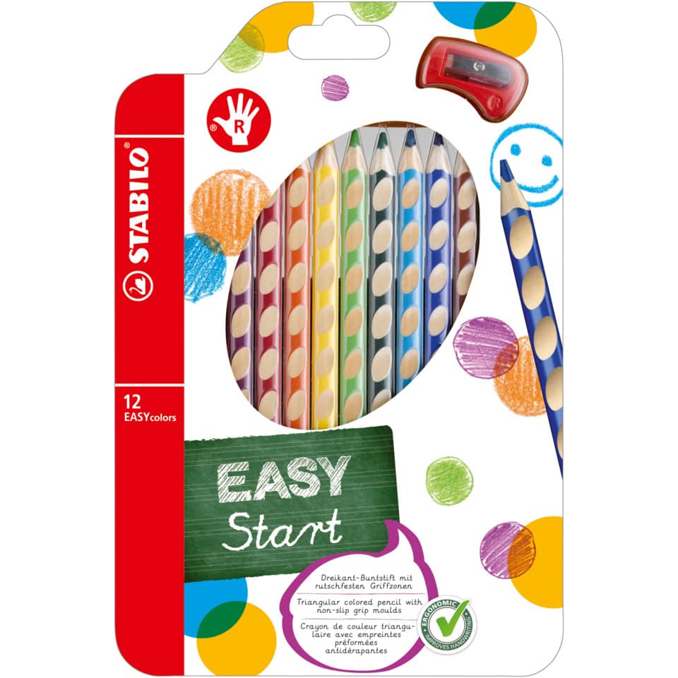 Matite colorate Stabilo EASYcolors per destrorsi assortiti astuccio da 12 - 332/12