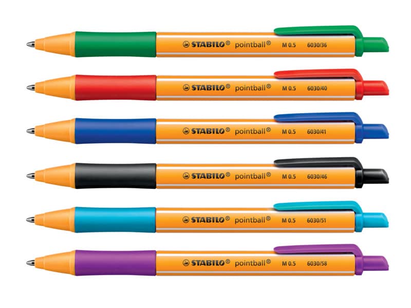 Penne a sfera a scatto Stabilo Pointball  0,5 mm assortiti astuccio da 6 - 6030/6