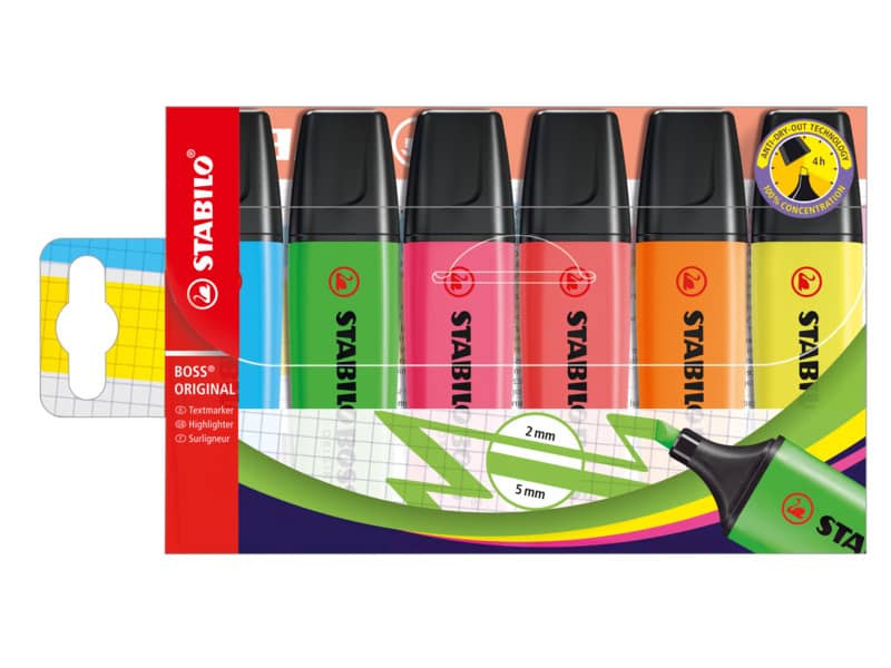 Evidenziatori Stabilo Boss Original 2-5 mm assortiti conf. 6 pezzi - 70/6
