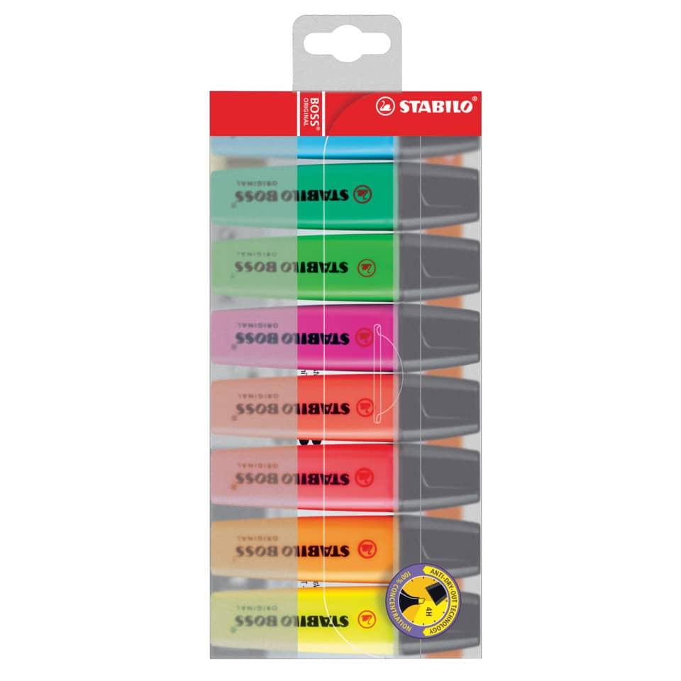 Evidenziatori Stabilo Boss Original 2-5 mm assortiti astuccio da 8 - 70/8