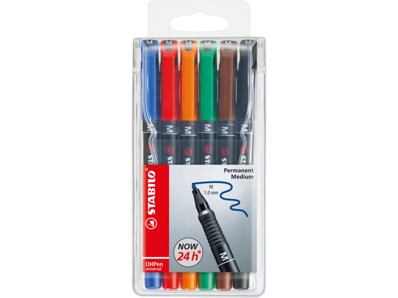 Penne Stabilo OHPen universal Medio (M) 1 mm assortiti astuccio da 6 - 843/6