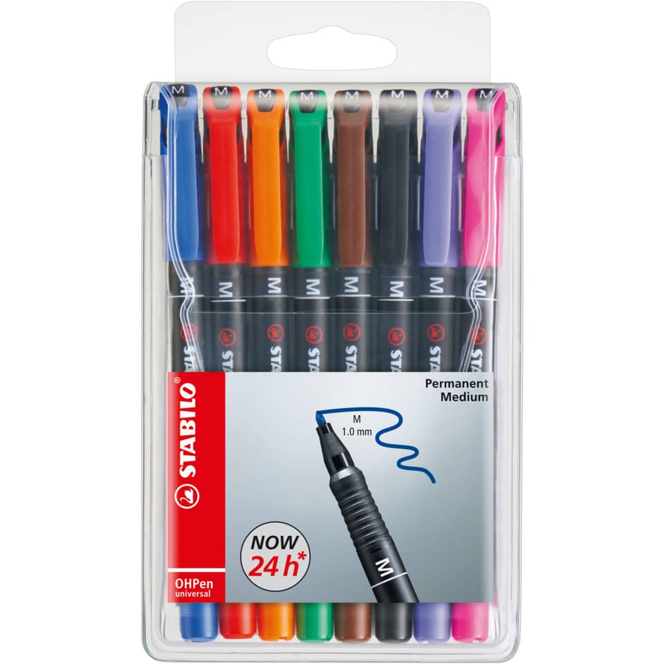 Penne Stabilo OHPen universal Medio (M) 1 mm assortiti astuccio da 8 - 843/8