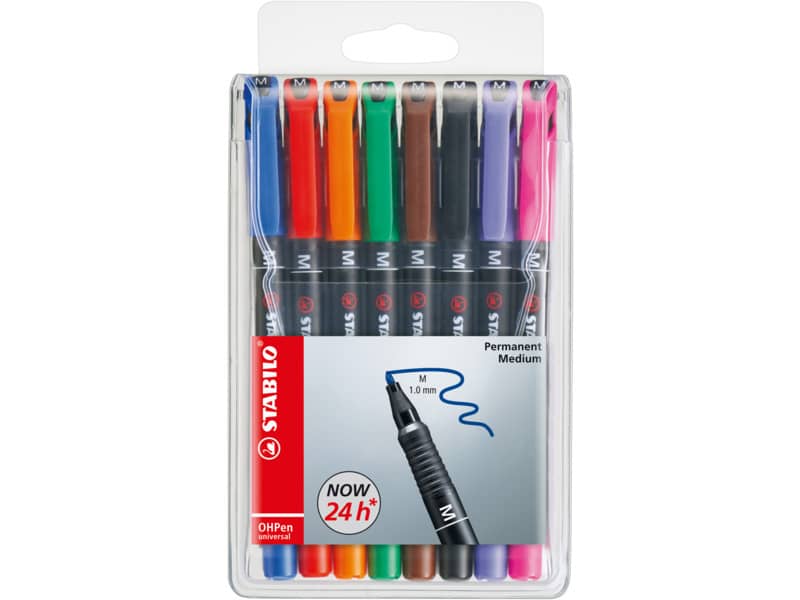 Penne Stabilo OHPen universal Medio (M) 1 mm assortiti astuccio da 8 - 843/8
