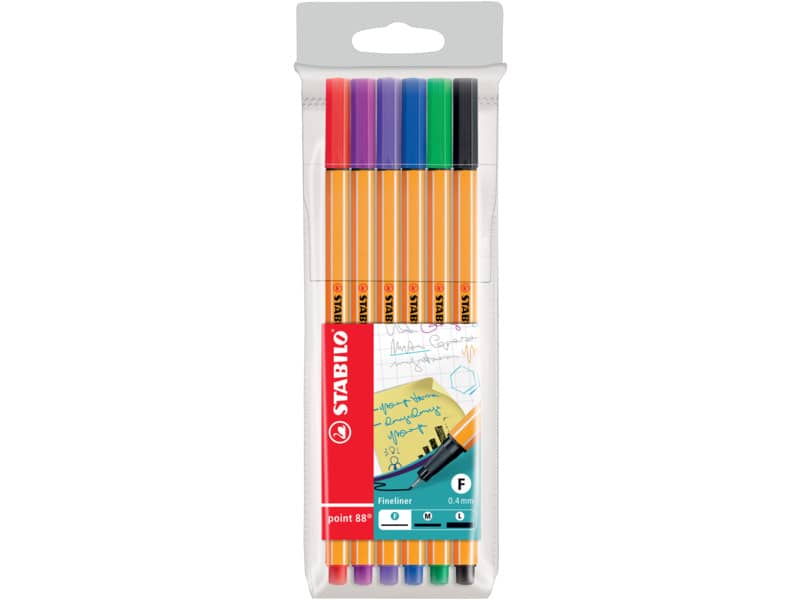 Fineliner Stabilo Point 88 0,4 mm assortiti astuccio da 6 - 88/6