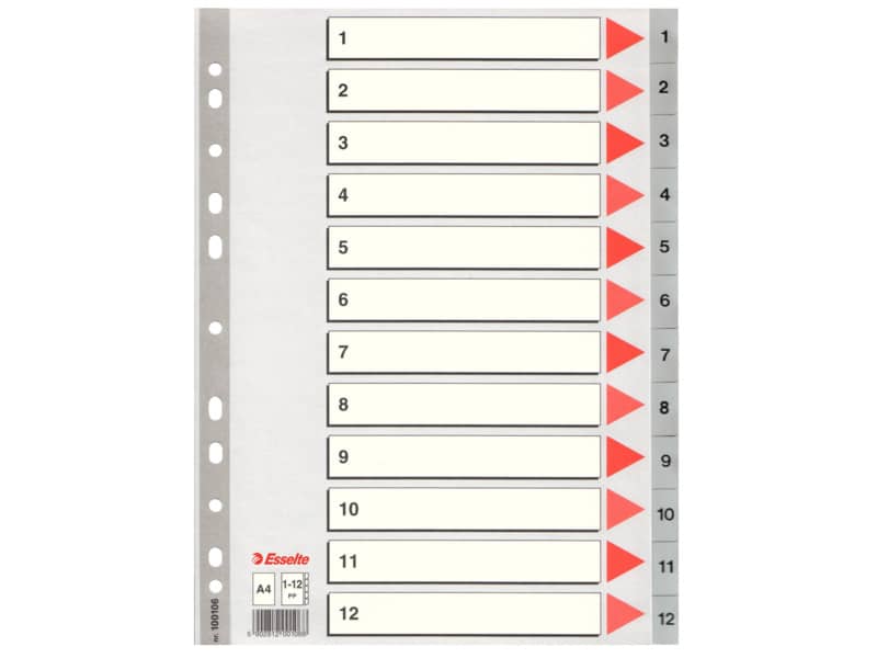 Divisori per rubrica Esselte A4 PPL numerica 1-12 100106