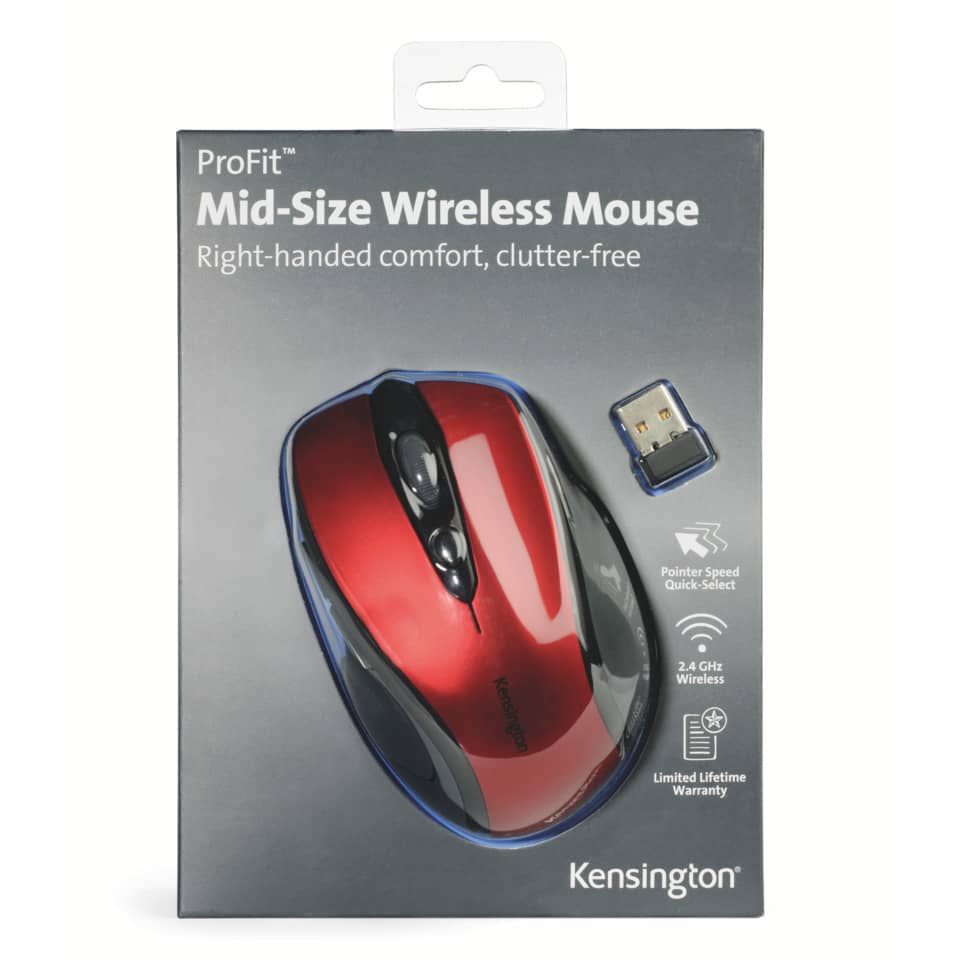 Mouse wireless Kensington Pro Fit medie dimensioni rosso K72422WW