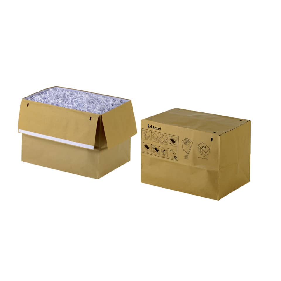 Sacchetti riciclabili per distruggidocumenti Rexel 50 L conf. da 50 - 2102441