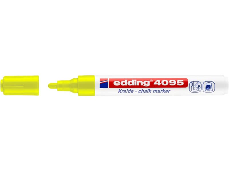 Marcatore a gesso liquido edding 4095 punta conica 2-3 mm giallo fluorescente 4-4095065