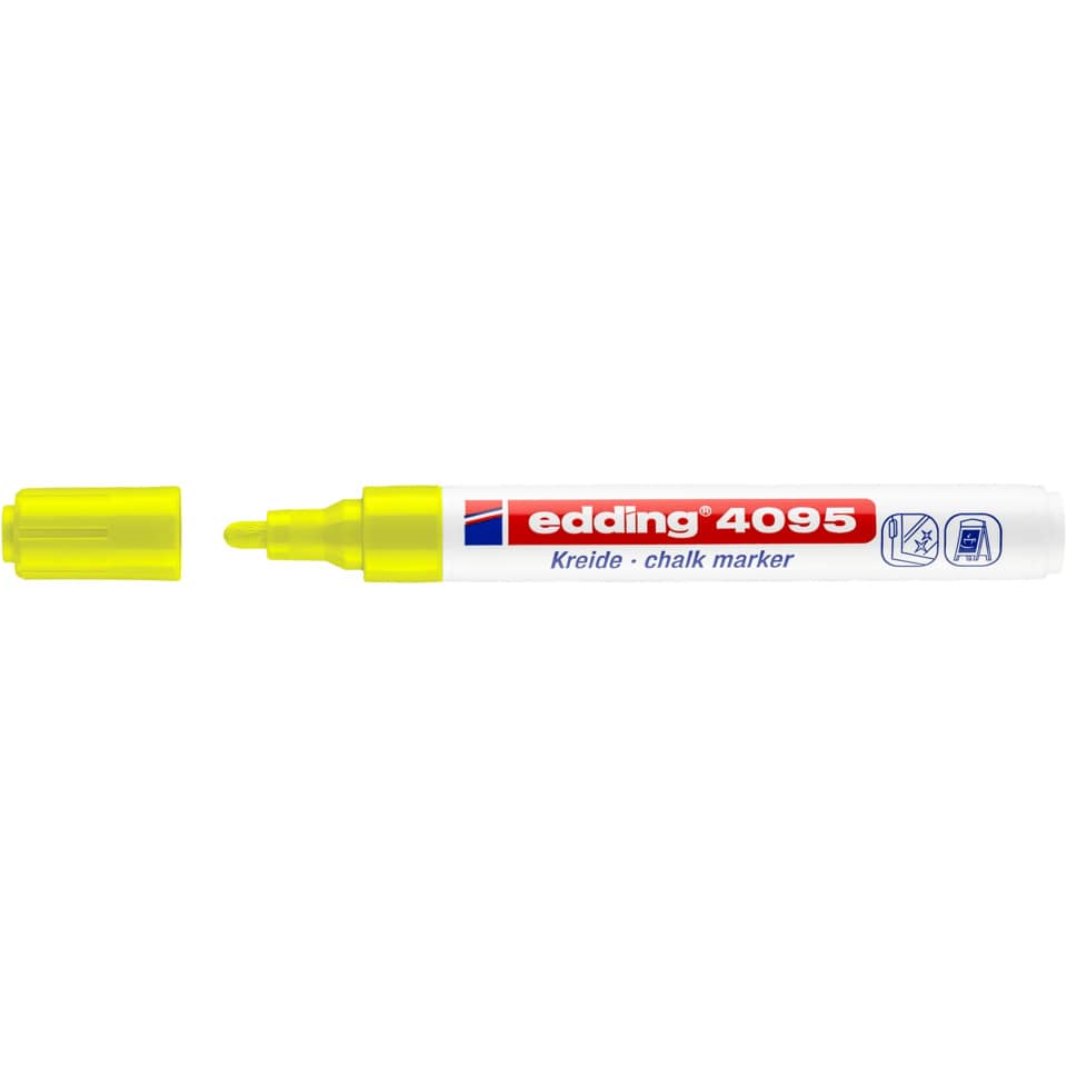 Marcatore a gesso liquido edding 4095 punta conica 2-3 mm giallo fluorescente 4-4095065