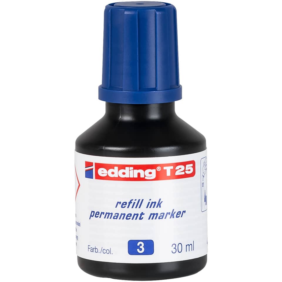Inchiostro permanente per ricarica edding T 25 blu - 30 ml 4-T25003