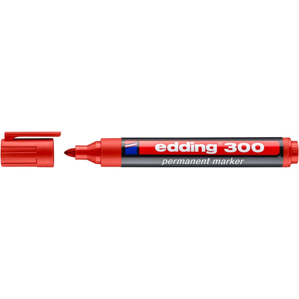 Marcatore permanente edding 300 punta conica 1,5-3 mm rosso 4-300002