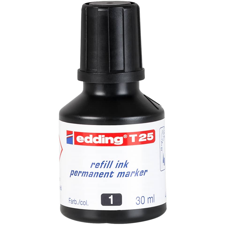 Inchiostro permanente per ricarica edding T 25 nero - 30 ml 4-T25001