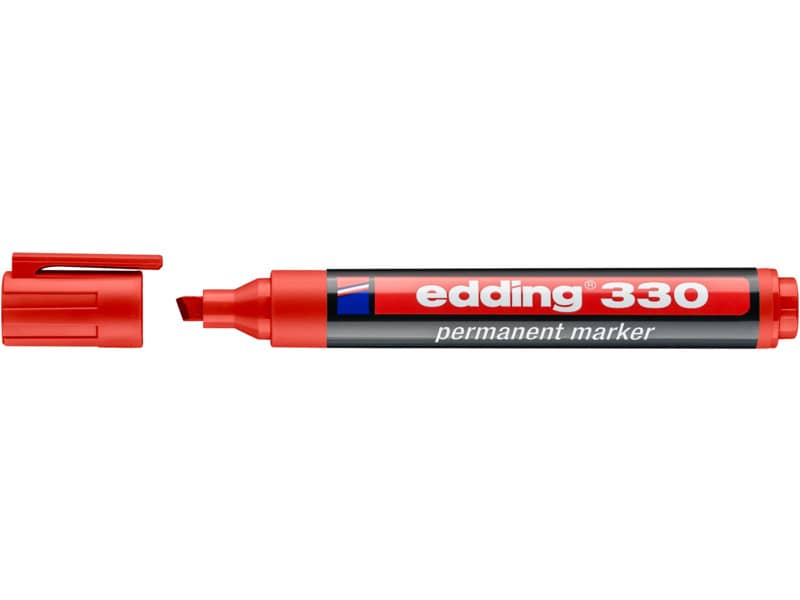 Marcatore permanente edding 330 punta scalpello 1-5 mm rosso 4-330002