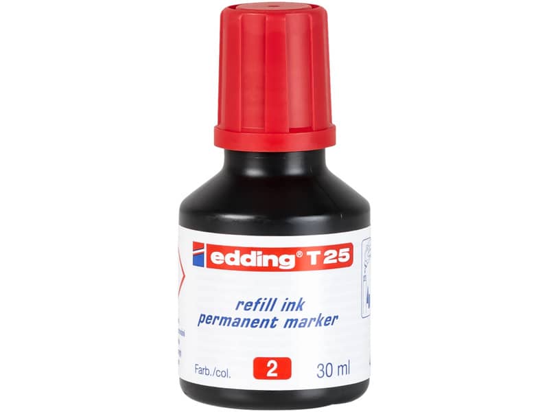 Inchiostro permanente per ricarica edding T 25 rosso - 30 ml 4-T25002