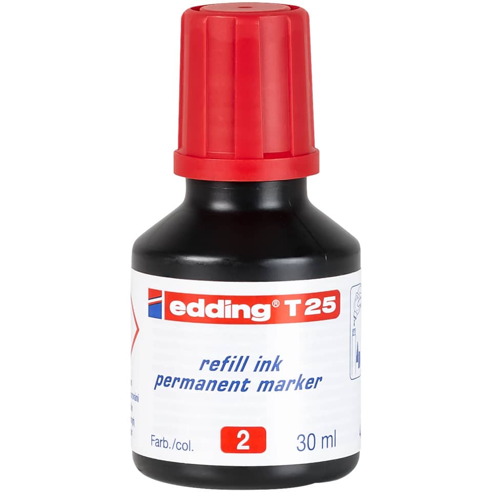 Inchiostro permanente per ricarica edding T 25 rosso - 30 ml 4-T25002