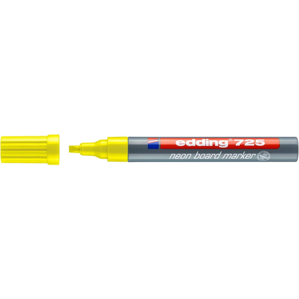 Marcatore Neon per lavagne edding 725 punta scalpello 2-5 mm giallo fluorescente - 4-725065