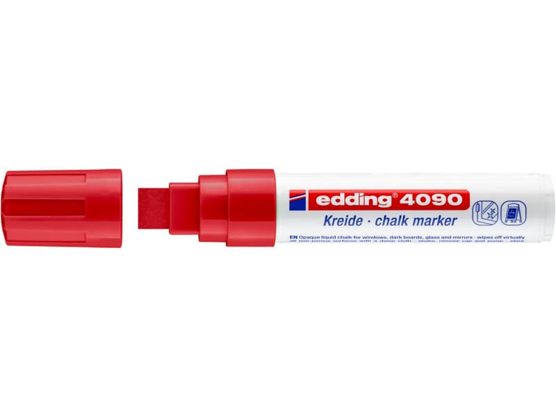 Marcatore a gesso liquido edding 4090 punta scalpello 4-15 mm rosso 4-4090002
