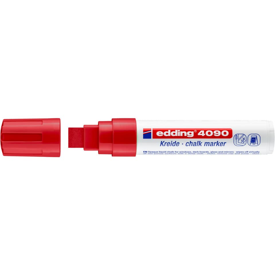 Marcatore a gesso liquido edding 4090 punta scalpello 4-15 mm rosso 4-4090002