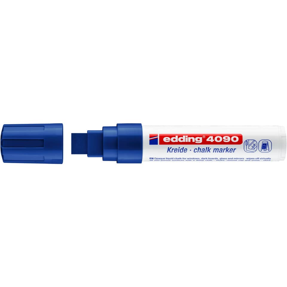 Marcatore a gesso liquido edding 4090 punta scalpello 4-15 mm blu 4-4090003