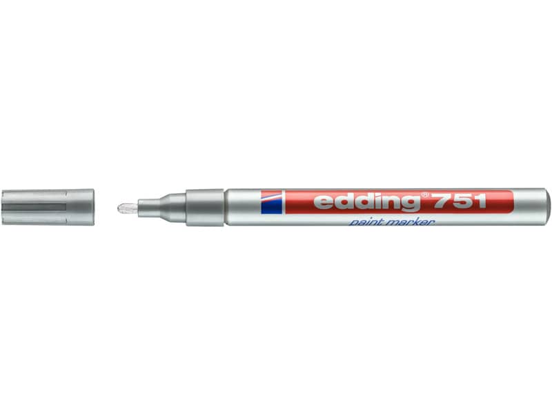 Marcatore a vernice edding 751 punta conica 1-2 mm argento 4-751054
