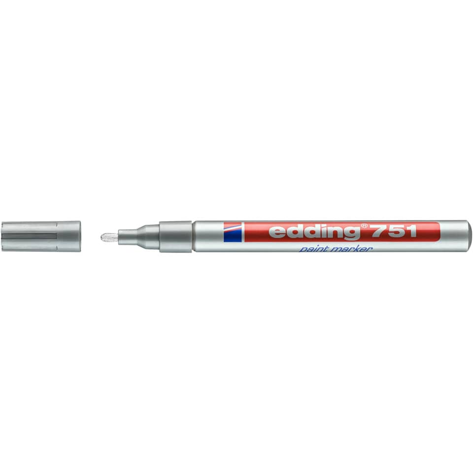 Marcatore a vernice edding 751 punta conica 1-2 mm argento 4-751054